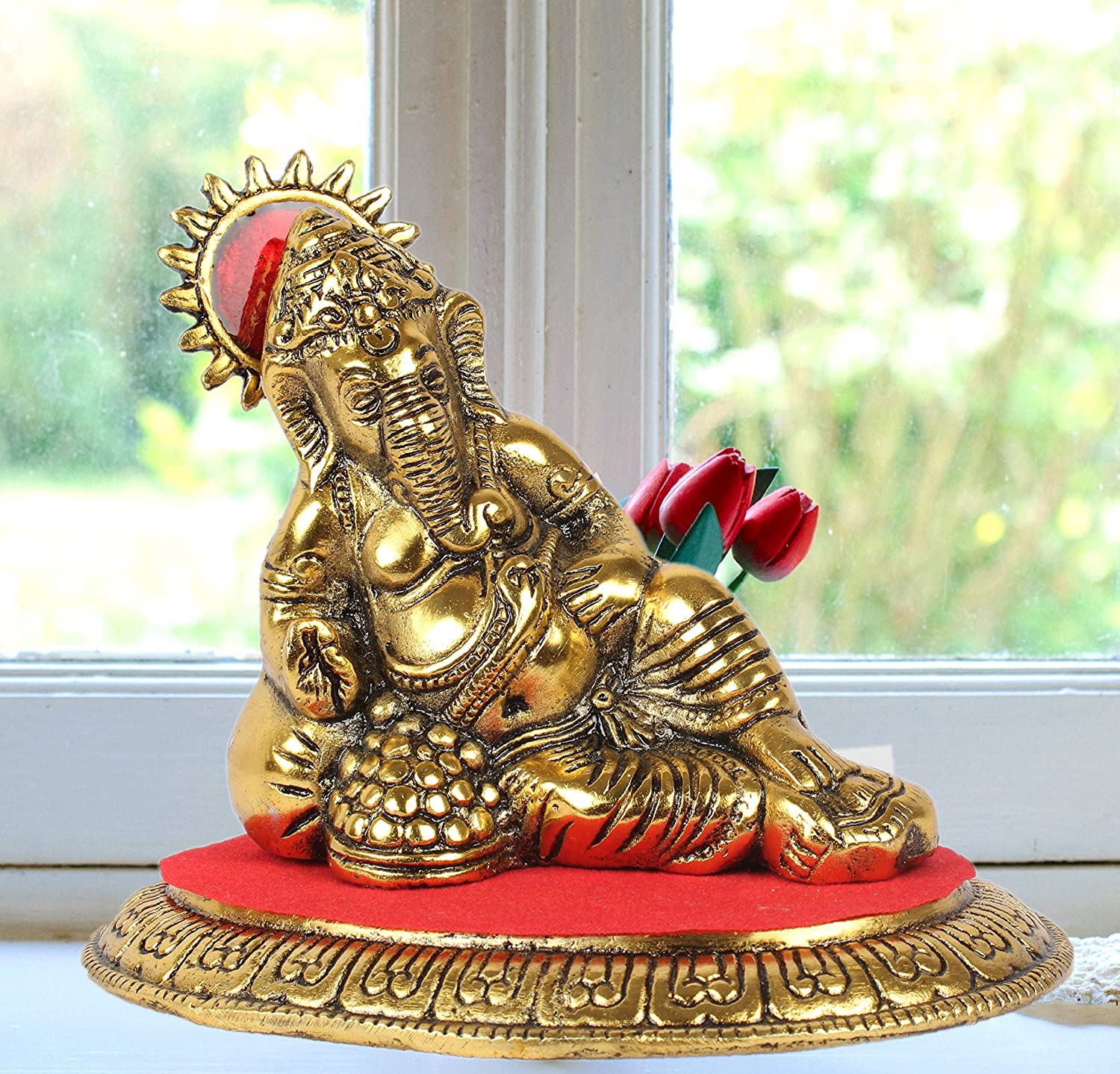 DreamKraft Metal Ganesh Idol Showpiece for Home Decor and Gift Purpose (15.5x19.5x11 cm)