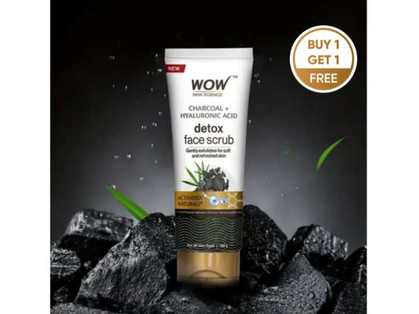Buy 1 Get 1 Free - WOW Charcoal & Hyaluronic Acid Detox Face Scrub (100 ml x 2 )