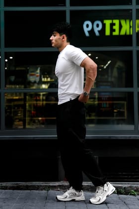 Carbon Straight Leg Pant + Alpha T-shirt - White-XXL