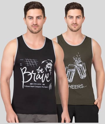 Looks United Pack of 2 Cotton Sleeveless vest For Men ( Multi )