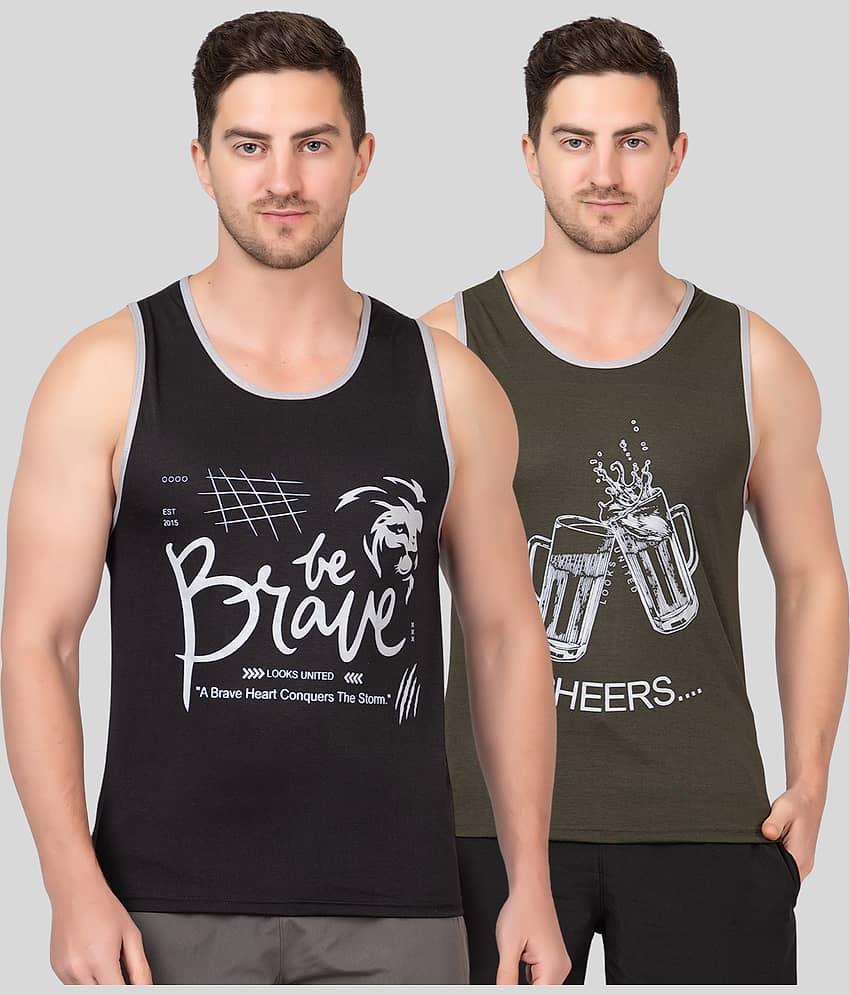 Looks United Pack of 2 Cotton Sleeveless vest For Men ( Multi )