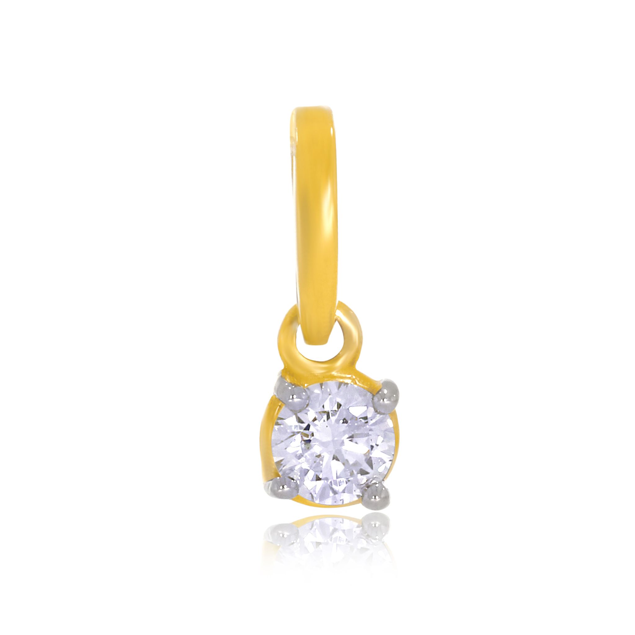 Senco Gold Shiny Simplicity Solitaire Pendant (0.4 gram / 0.14 Ct / GH-VS / 18K Yellow Gold)