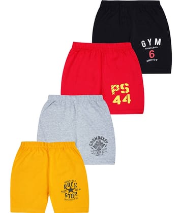 kukke Pack of 4 Cotton Shorts For Baby Boys ( Multicolor )