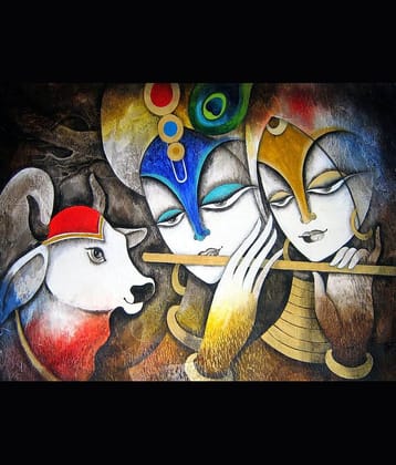 Asmi Collection Self Adhesive Vinyl Radha Krishna Wall Sticker ( 45 x 60 cms )