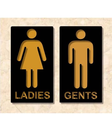 Asmi Collection Self Adhesive Acrylic Ladies & Gents Toilet Bathroom Sticker ( 14 x 8 cms )