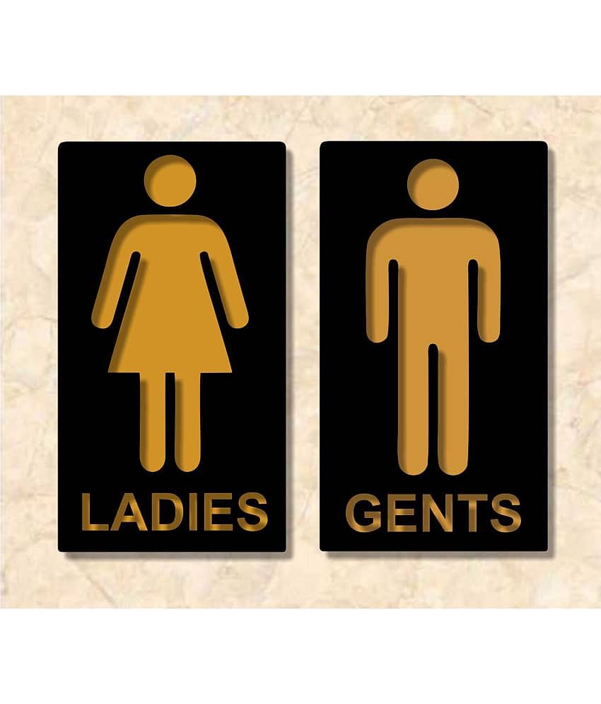 Asmi Collection Self Adhesive Acrylic Ladies & Gents Toilet Bathroom Sticker ( 14 x 8 cms )