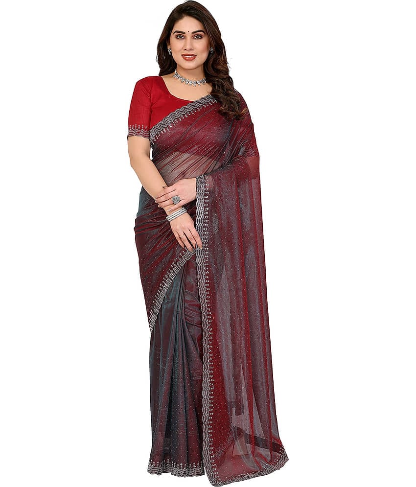 Kashvi Sarees Net Solid Ilkal Saree With Unstitched Blouse Piece ( Yellow )