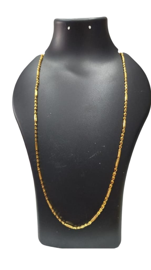 Yellow Gold Plated Traditional Indian Chain for Men and Women - 24 Inches