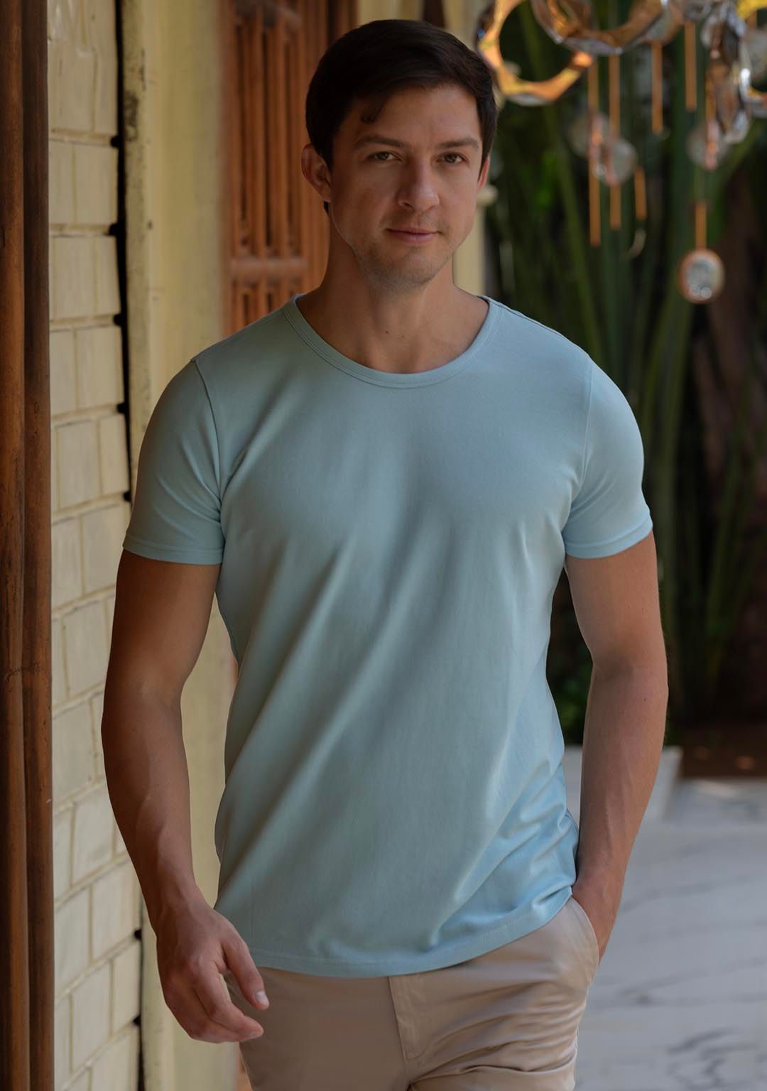 Piqué T-Shirt in Powder Blue-S · 38 - 39''