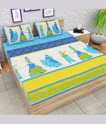 PETROSOLY Cotton 1 Double Queen Bedsheet with 2 Pillow Covers ( Green )