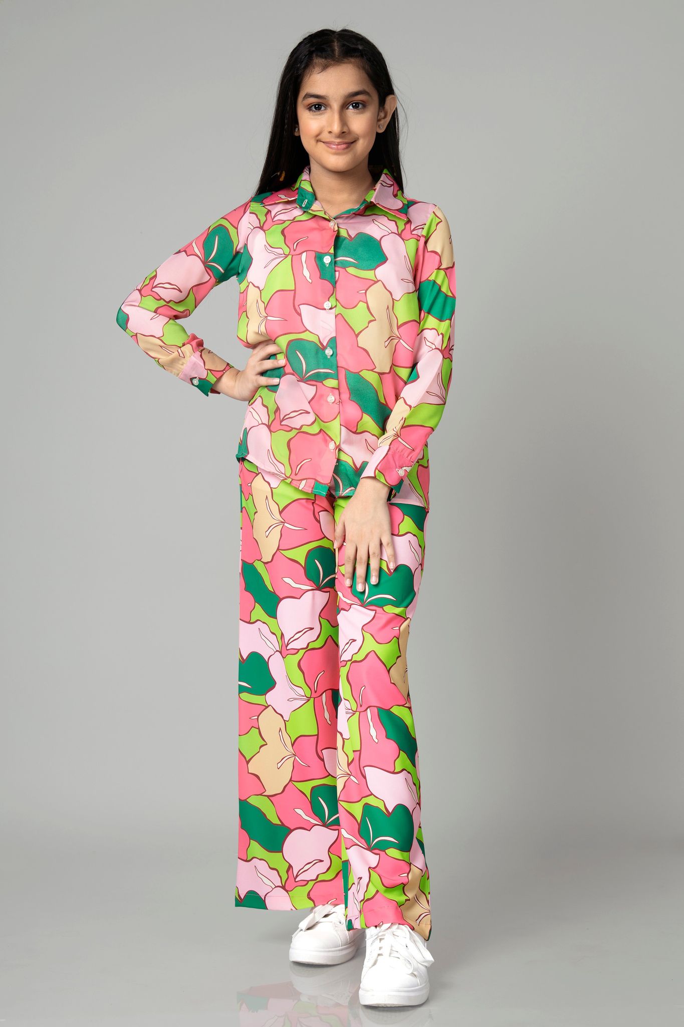 Seamless Leaf Co-Ord Set For Girls-1 Year / Punch Pink / KSH09-DPLZ000138-1-NIL-NIL-NIL-NIL-THR03-FS01-NIL-BT02-10-NIL||KBT05-DPPS10061-1-NIL-NIL-NIL-NIL-THR07-FS01-ZPH09-NIL-NIL-NIL
