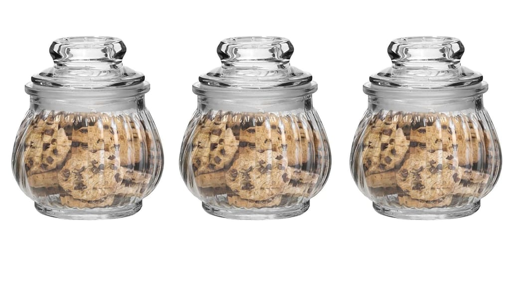 Glass Pop jar with Air Tight Lid, 350 ML, Set Of 3, Storing Spices Masala Food Storage Containers, Glass Honey Jars For Home And Kitchen Tool