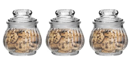 Glass Pop jar with Air Tight Lid, 350 ML, Set Of 3, Storing Spices Masala Food Storage Containers, Glass Honey Jars For Home And Kitchen Tool