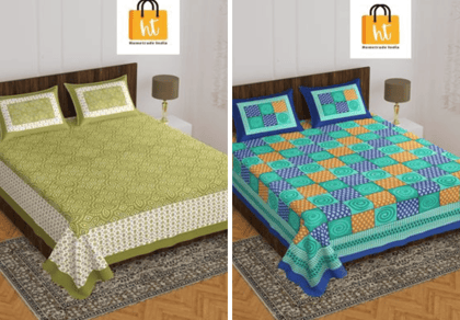 2201-Hometrade India- Standard Double Size (90*100 in )-Combo Double Bedsheet