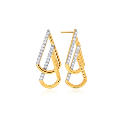 Senco Gold Trendy Fashion Cone Diamond Studs (2 gram / 0.19 Ct / HI-SI / 18K Yellow Gold)
