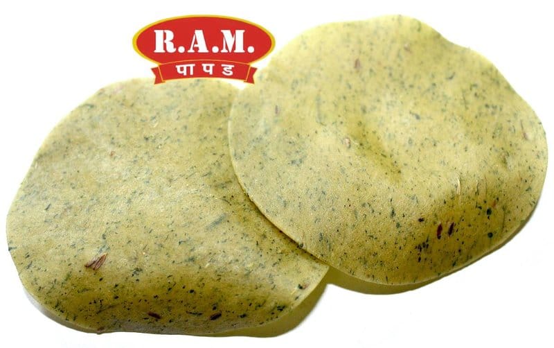 Ram Papad Palak Papad (200g) | Nutritious Spinach Infused Rice Discs Rich in Iron & Vitamins Green