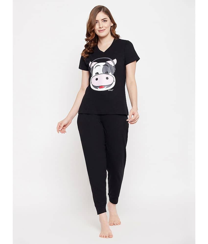 Clovia - Black Cotton Women's Nightwear Nightsuit Sets ( Pack of 1 )