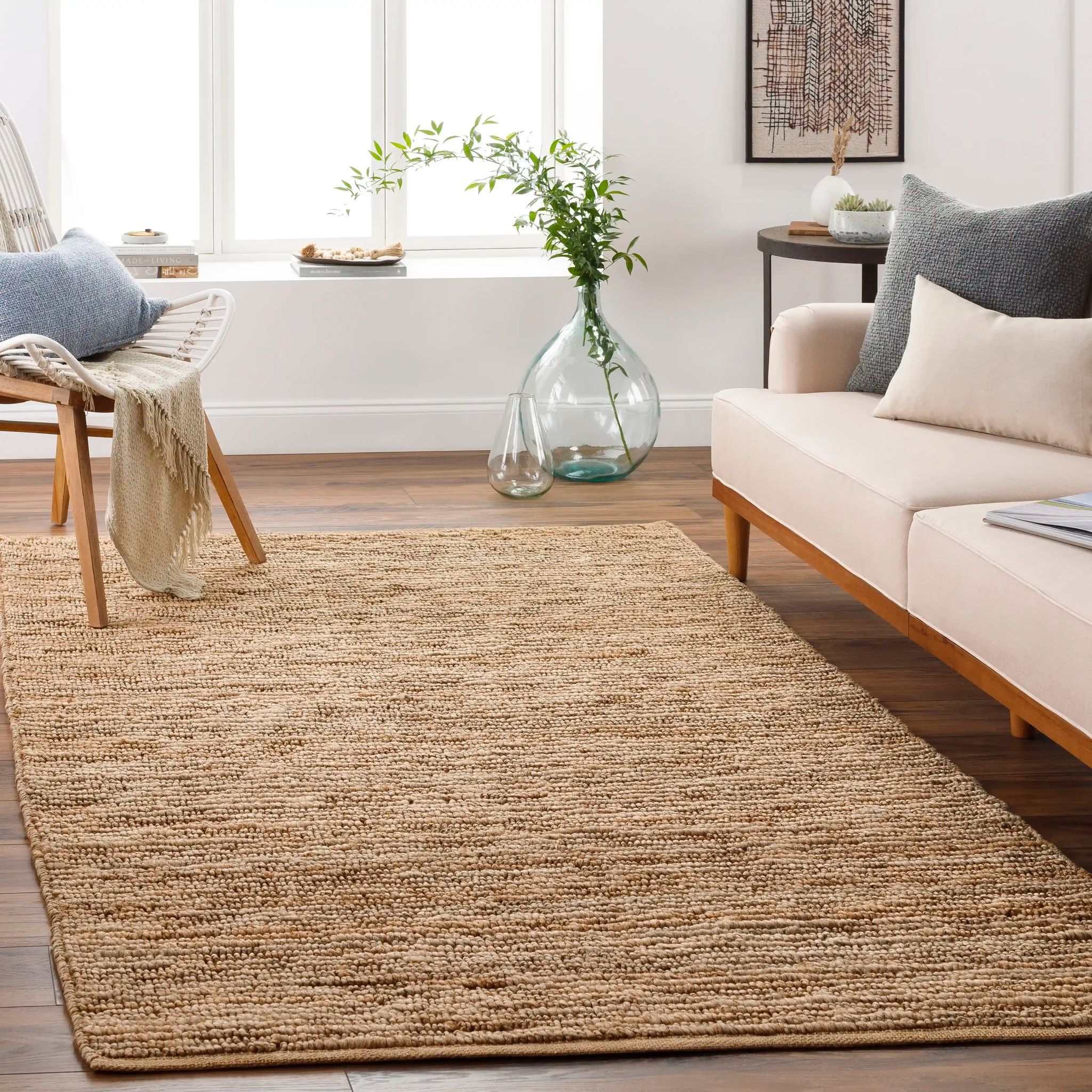 Hand Woven Continental Beige Jute Rug