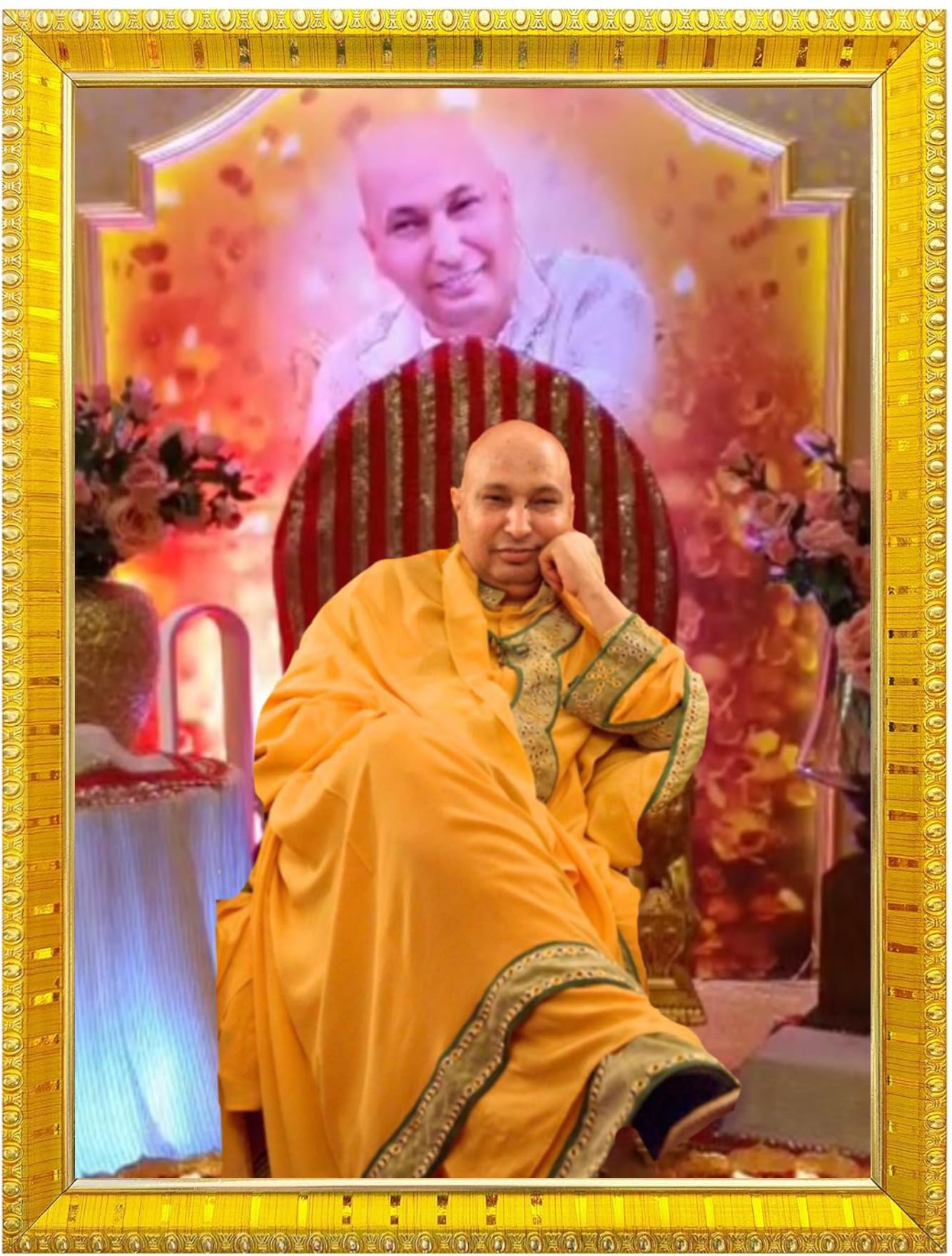 NOKKES Jai Guru Ji Swaroop Shukrana Guru Ji Golden 5X7 Inch Photo Frame_AQW13