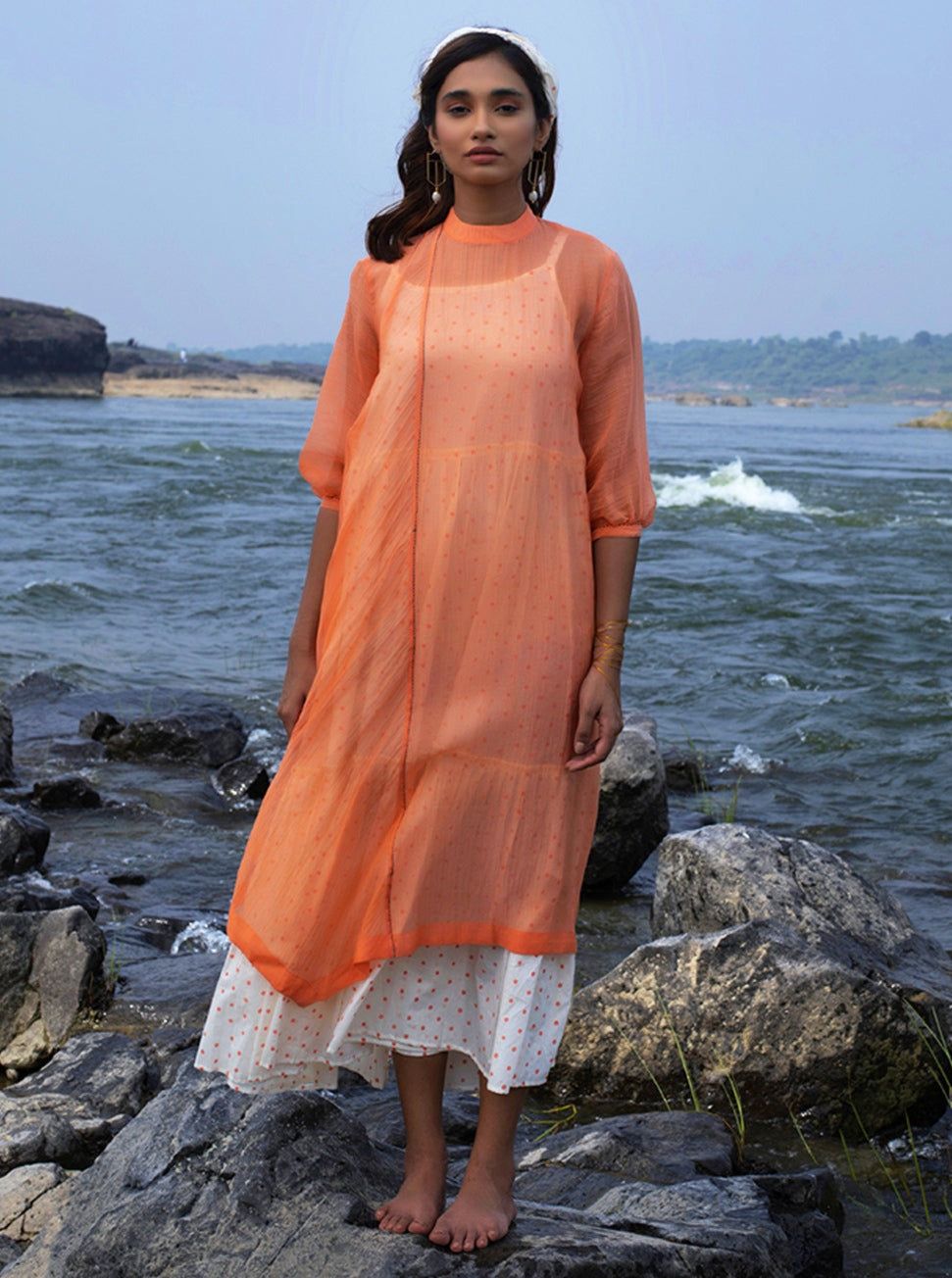 Saanjh Dress (Dark Peach)-XS