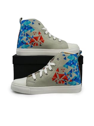 Women Mid Top Printed Lightweight Canvas Sneakers