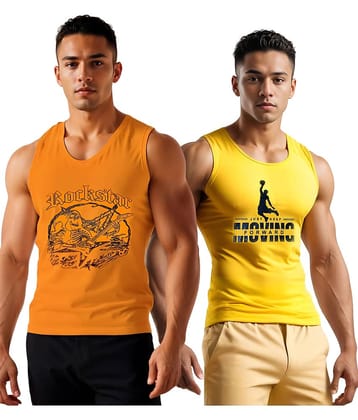 Looks United Pack of 2 Polyester Gym Vest For Men ( Multicolor )