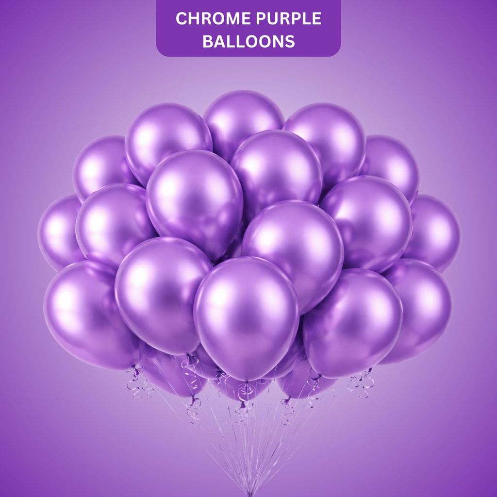 Chrome Purple Balloons 12 inches - 10PC - Party and Festive Needs | Buy online on ZillyBuy
