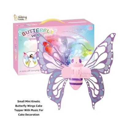 Small Mini Kinetic Butterfly Wings Cake Topper With Music For Cake Decoration-White