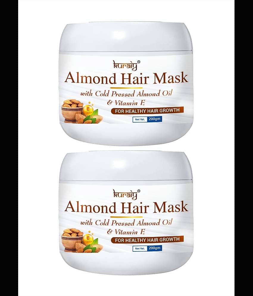 KURAIY Almond Hair Mask With Cold Pressed Almond Oil & Vitamin E For Hair Growth 200g Pack Of 3