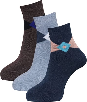 Dollar - Woollen Men's Colorblock Multicolor Ankle Length Socks ( Pack of 3 )