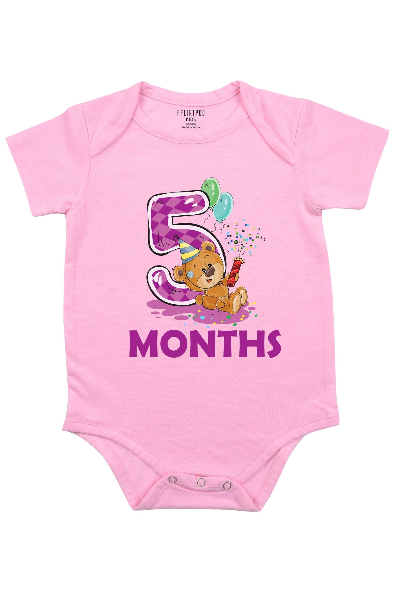 Five Months Milestone Baby Romper | Onesies-Baby Romper / Pink / 0-3 Months