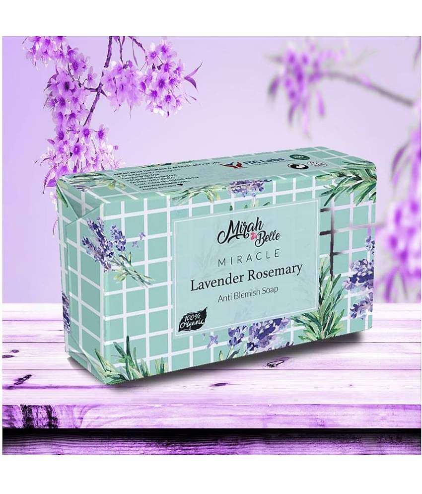 Mirah Belle - Organic Lavender Rosemary Anti - Blemish Soap 125gm - Best for Clogged Pores, Blackheads, Dark Spots & Scars- Handmade Soap