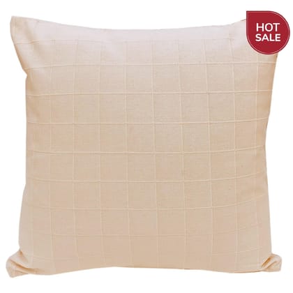 18" Beige Checkered Cotton Cushion Cover-18 x 18 inches / Set of 2