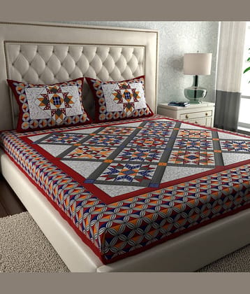 Cosito Cotton 1 Double Bedsheet with 2 Pillow Covers ( Maroon )