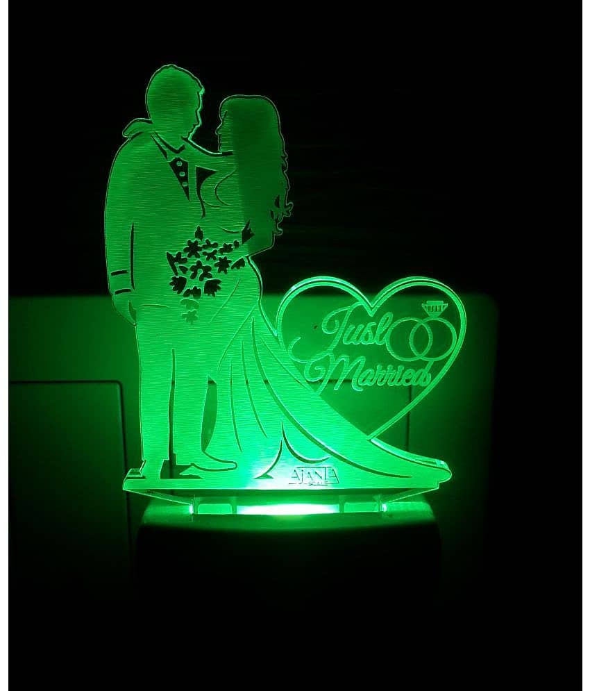 SUPERAJANTA JUST MARRIED COUPLE 2086 Night Lamp Multi - Pack of 1