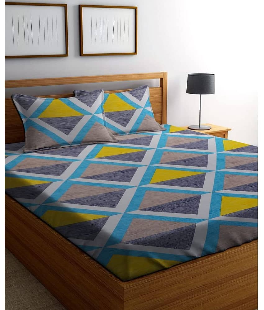 Aazeem Polyester 1 Double Bedsheet with 2 Pillow Covers ( Gray )