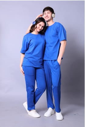 Royal Blue Couple Co-Ord Set With Joggers (Pack of 2)