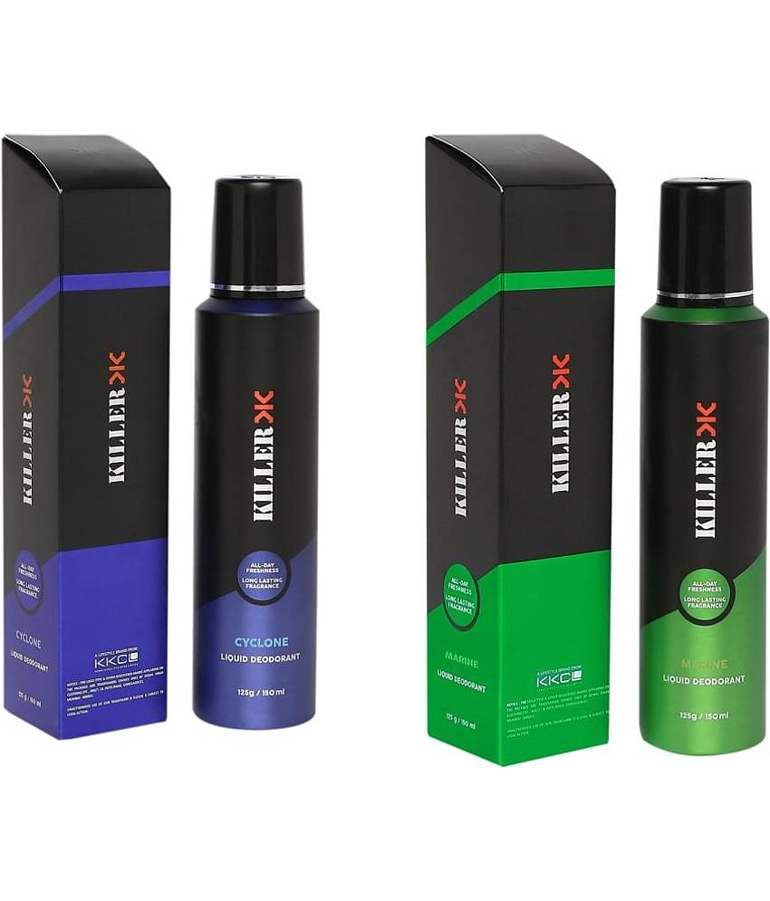 Killer combo pack of 2, no gas deodorant Body Spray for Men 150 ml ( Pack of 2 )