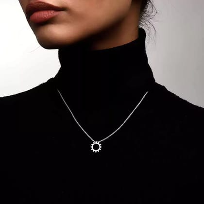 Sun Pendant Necklace-Silver