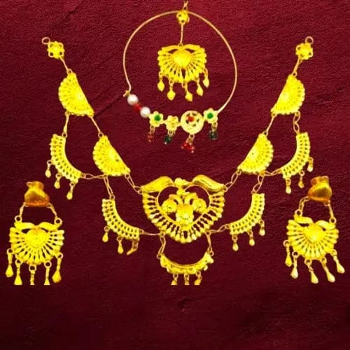 Handmade Tribal Gold-Plated Necklace and Earring Set