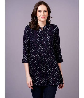 JC4U Women's Rayon Regular Top ( Navy Blue )