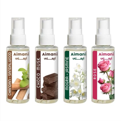 Aimani SANDALWOOD | CHOCO MUSK | ARABIAN JASMINE | ROSE | Perfume Long Lasting perfume | for Men & Women | Arbian Perfume Oil | Oriental Unisex Scent Spray | 50ml