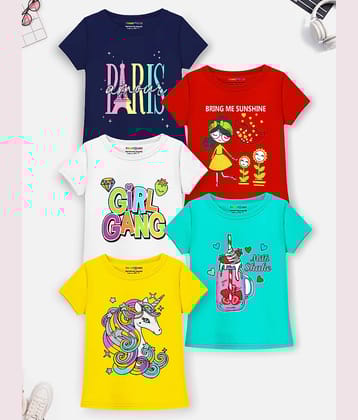 Trampoline Pack of 5 Girls Cotton Blend T-Shirt ( Multicolor1 )