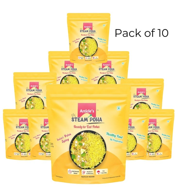 Article’s Instant Steam Poha Indori Spicy Flavor with Sev & Spoon – Pack of 10