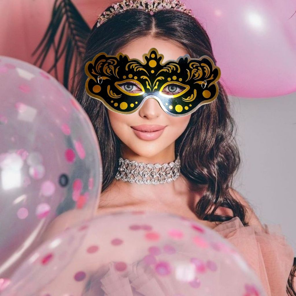 Mehendi Sangeet Stage Perofrmance Black Mask For Dancers - 4Pc