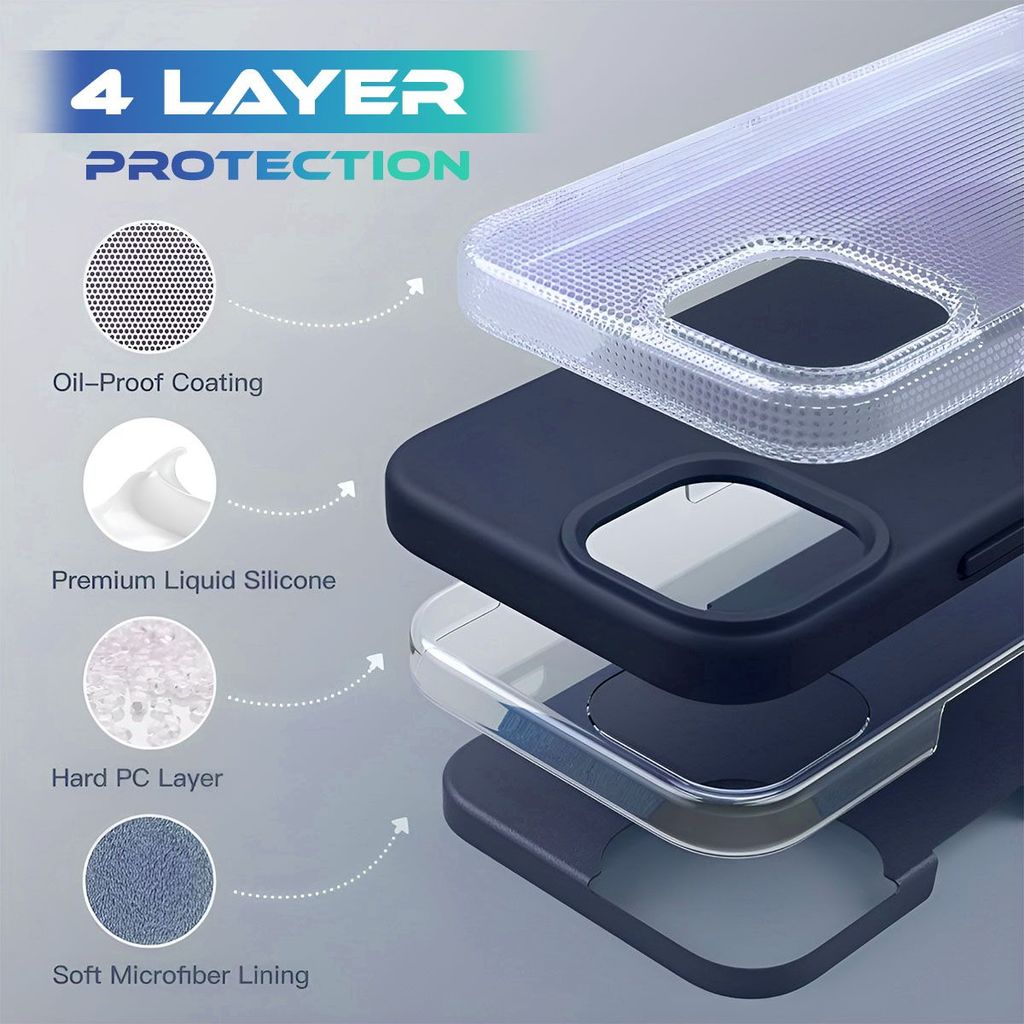 LIRAMARK Liquid Silicone Soft Back Cover Case for iPhone 15 Pro Max (6.7 inch)