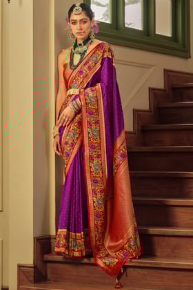 Purple Woven Banarasi Saree