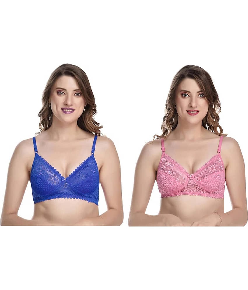 Kiran Enterprises Pack of 2 Net Non Padded Women's Everyday Bra ( Multicolor )