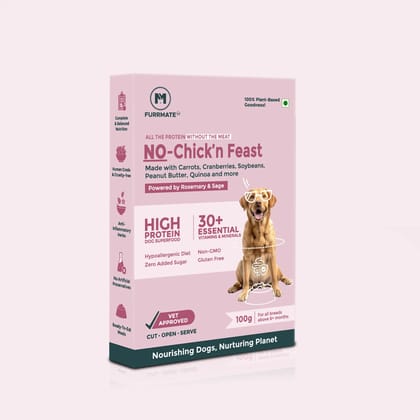 FURRMATE NO-Chick'n Vet-Approved, Plant Based, Dog Superfood. 3 packs