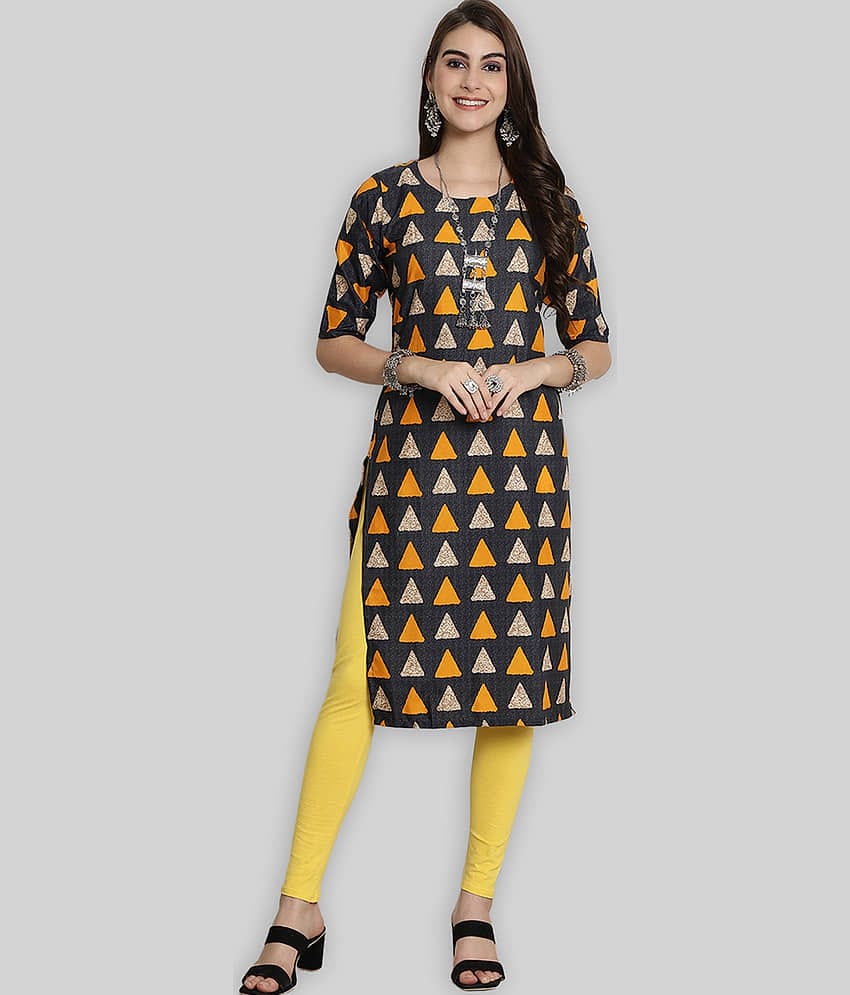 7Threads Crepe Printed Straight Women's Kurti - Multicolor ( Pack of 1 )
